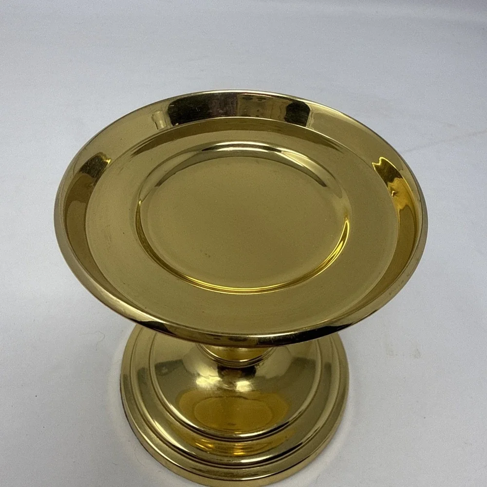 Vintage PartyLite 3.85 Inch Brass Pedestal Holder Pillar Candle Falmouth - Picture 3 of 7